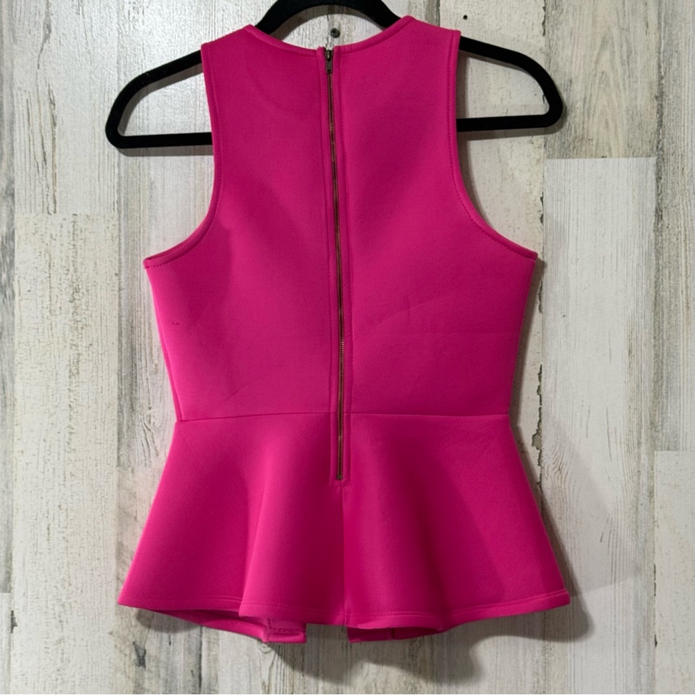 Monteau Hot Pink Peplum Sleeveless Top - Picture 9 of 13